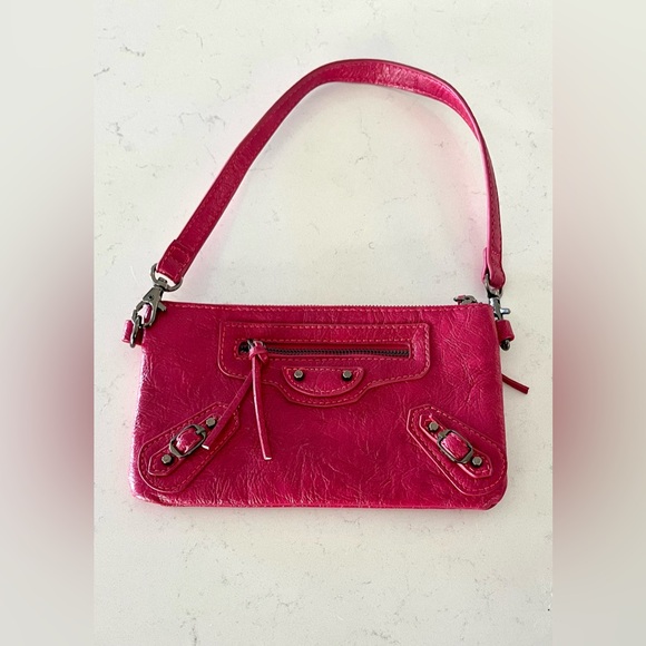 BARBAROSSA small hot Pink Leather Shoulder Bag, EUC - Picture 3 of 13